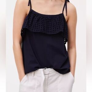 ann taylor loft cotton eyelet flounce tank top